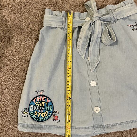NWT Disney Parks Cinderella Denim Chambray Patch Skirt Gus Gus Jack Size Small - Picture 9 of 11
